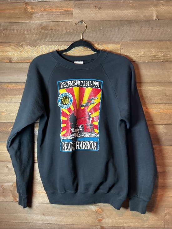 Hanes Other - Vintage The 50th Anniversary Pearl Harbor Graphic Black Sweatshirt Men’s Large